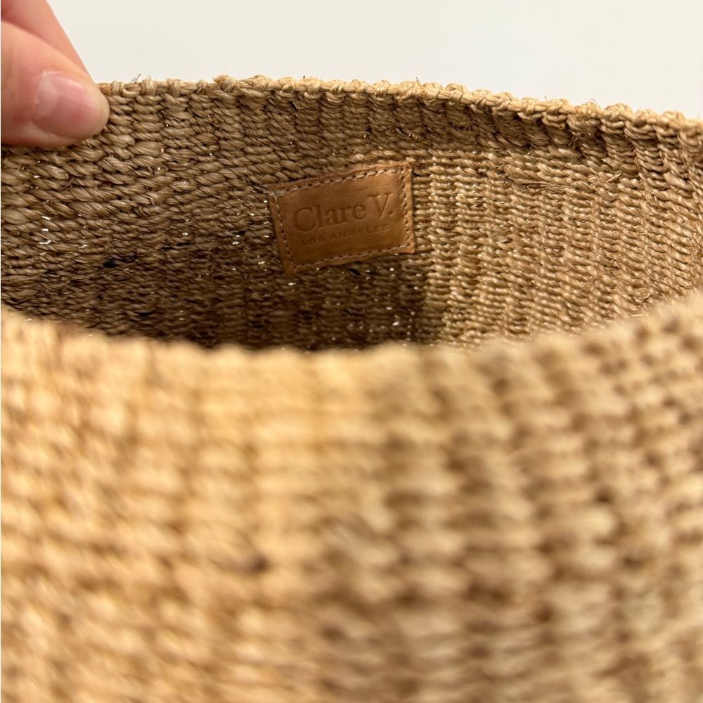 Clare V Raffia Bucket Bag with fun blue strap - Picture 2 of 3